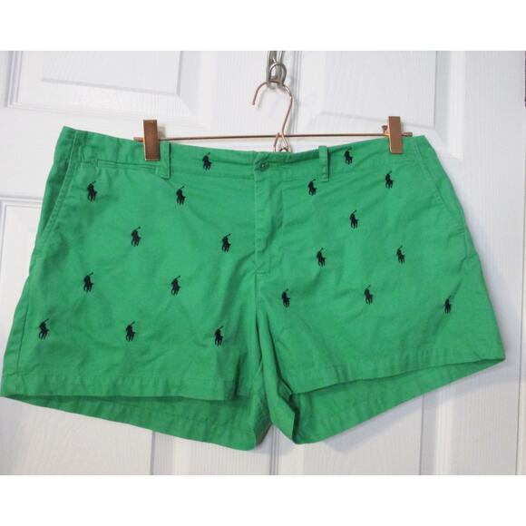 Ralph Lauren Sport Women Shorts Green with Navy Logo size 14 EUC - Picture 6 of 6